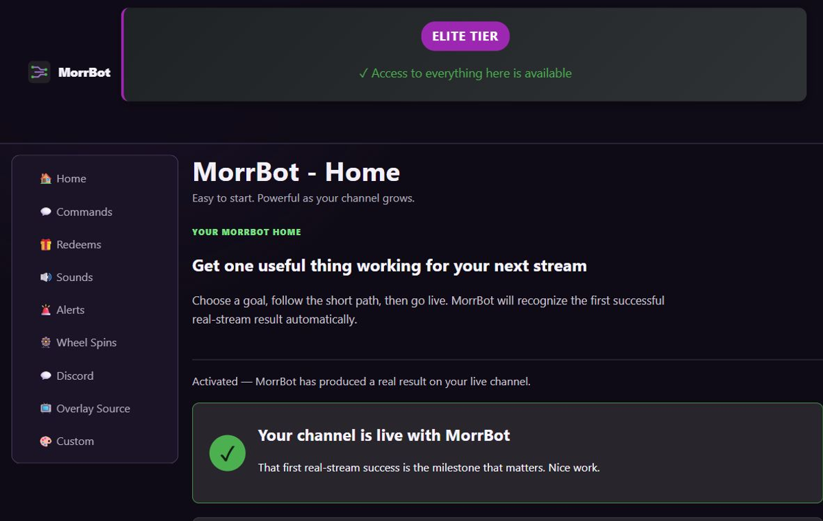 MorrBot screenshot of Cloud vs local bots setup